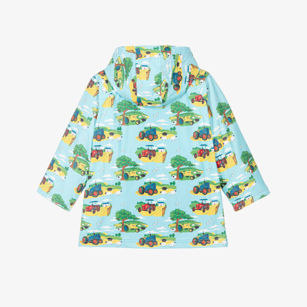 Powell Craft-Boys Blue Countryside Print Raincoat | Childrensalon