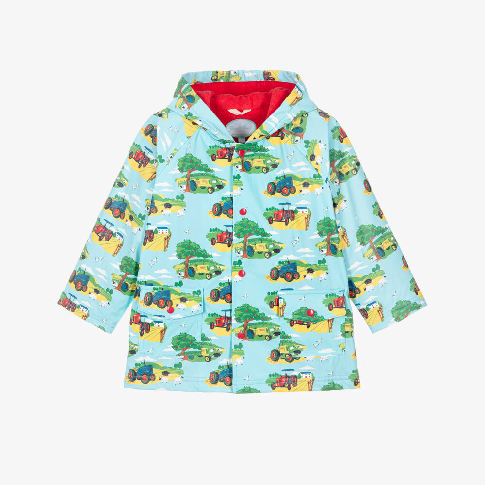 Powell Craft-Boys Blue Countryside Print Raincoat | Childrensalon
