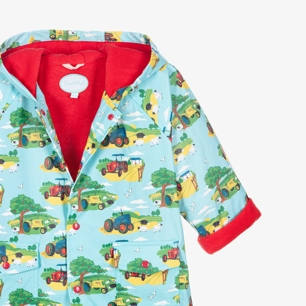 Powell Craft-Boys Blue Countryside Print Raincoat | Childrensalon