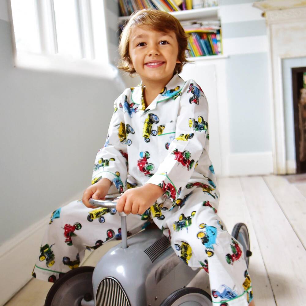 Powell Craft-Boys Tractor Cotton Pyjamas | Childrensalon