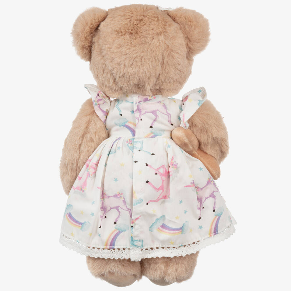 Powell Craft-Коричневый медвежонок в платье с единорогами (34см) | Childrensalon