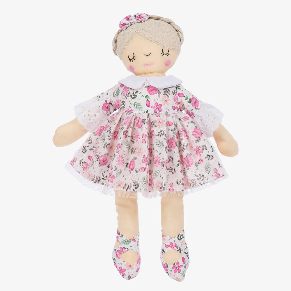 Powell Craft-Girls Floral Cotton Rag Doll (38cm) | Childrensalon