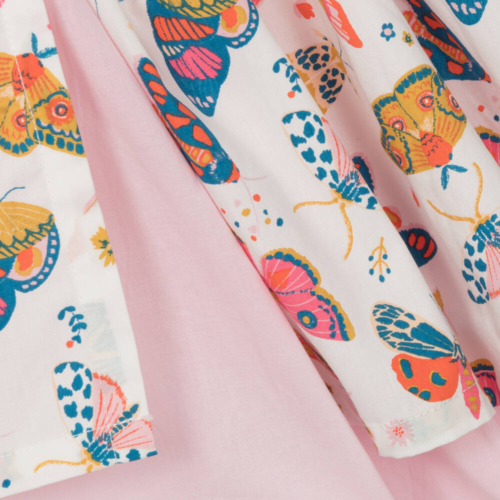 Powell Craft-Girls Pink Cotton Butterfly Print Dress | Childrensalon