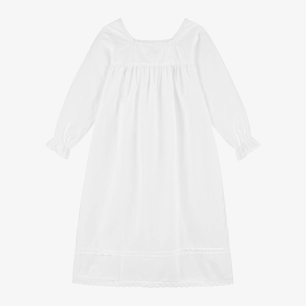 Powell Craft-Белая ночная рубашка из хлопка с балериной для девочек | Childrensalon