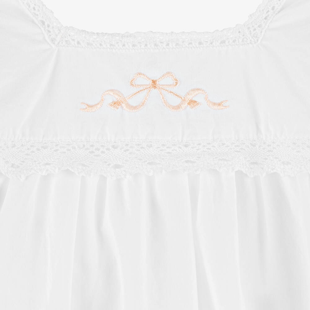 Powell Craft-Белая ночная рубашка из хлопка с балериной для девочек | Childrensalon