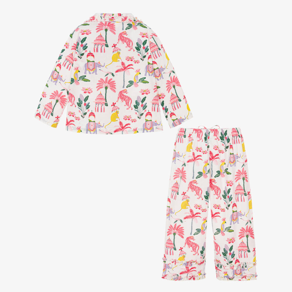 Powell Craft-Пижама белая хлопковая с принтом Сад султана для девочек | Childrensalon