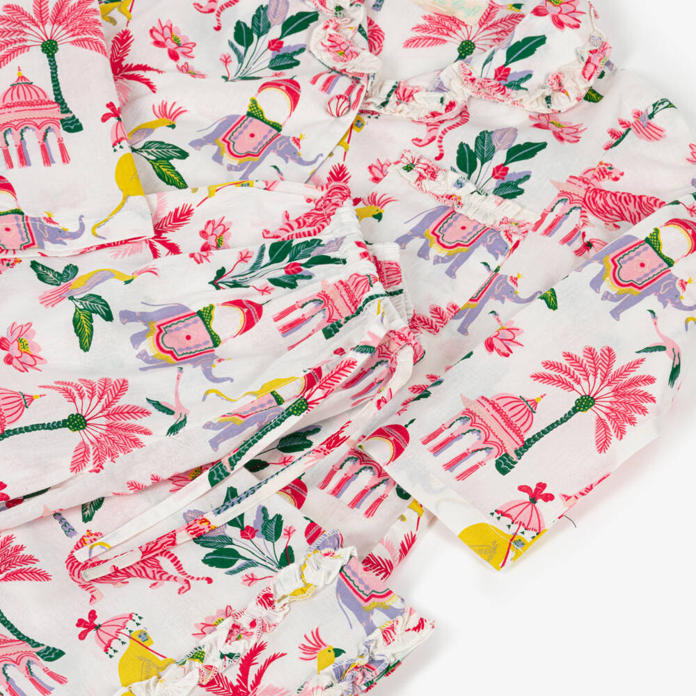 Powell Craft-Пижама белая хлопковая с принтом Сад султана для девочек | Childrensalon