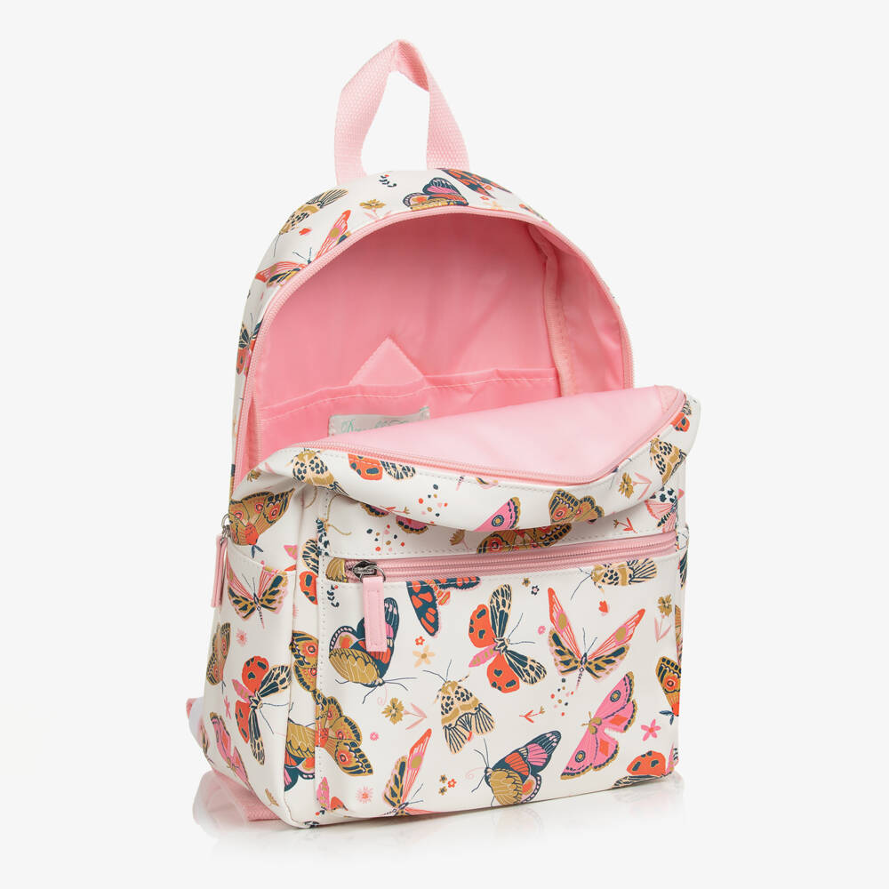 Powell Craft-Girls White & Pink Butterfly Backpack (32cm) | Childrensalon
