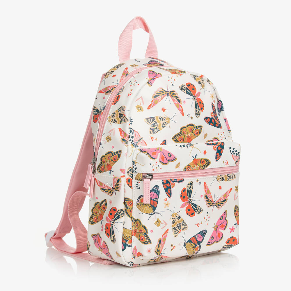 Powell Craft-Girls White & Pink Butterfly Backpack (32cm) | Childrensalon