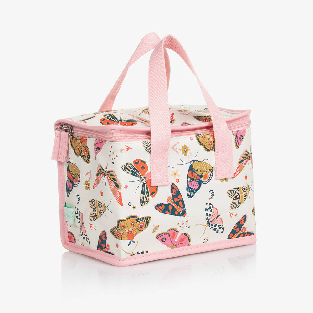 Powell Craft-Girls White & Pink Butterfly Lunch Bag (20cm) | Childrensalon