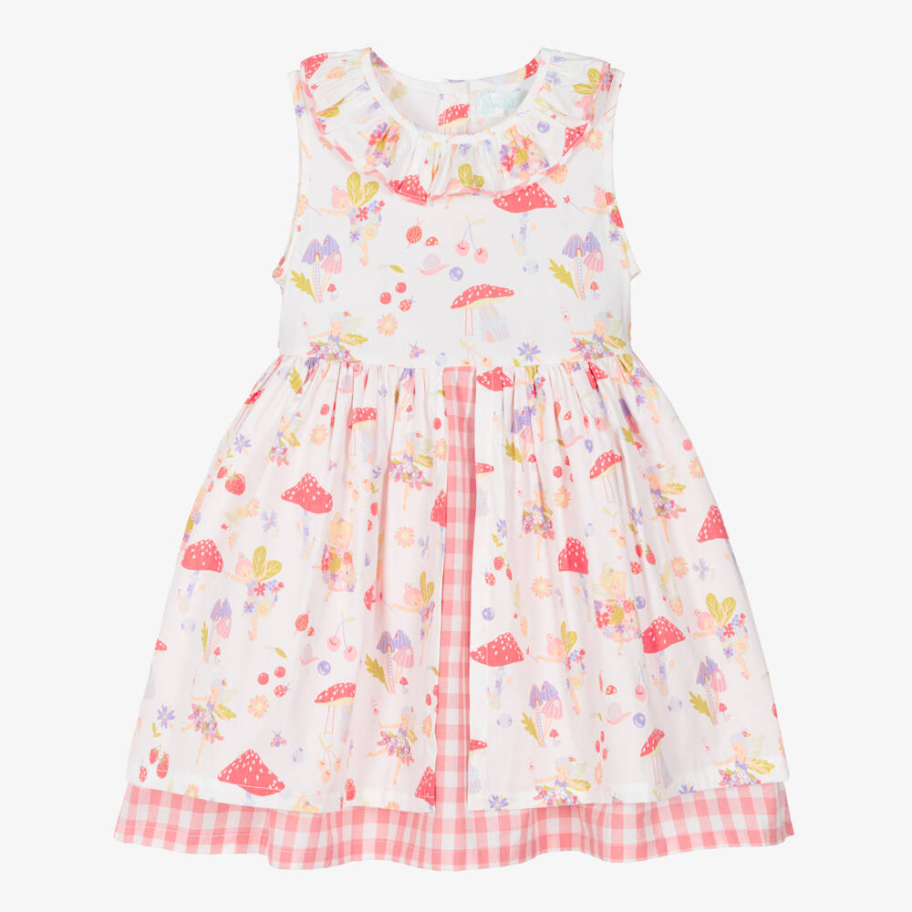 Powell Craft-Girls White & Pink Fairy Print Dress | Childrensalon