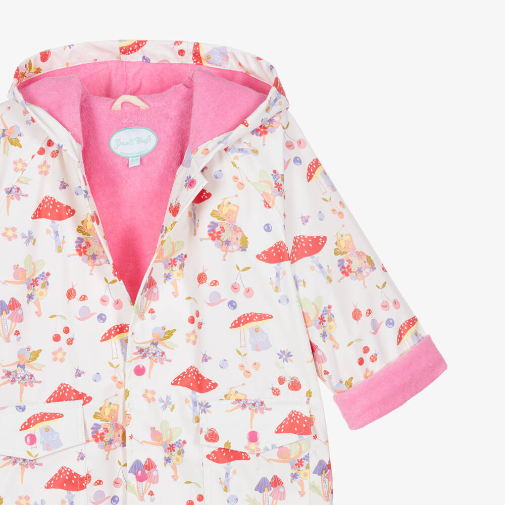 Powell Craft-Girls White & Pink Fairy Print Raincoat | Childrensalon