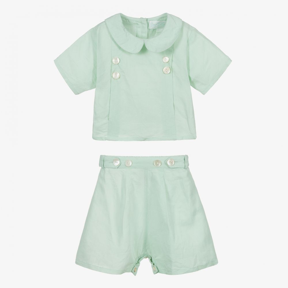 Powell Craft-Зеленый комплект из льна с шортами | Childrensalon