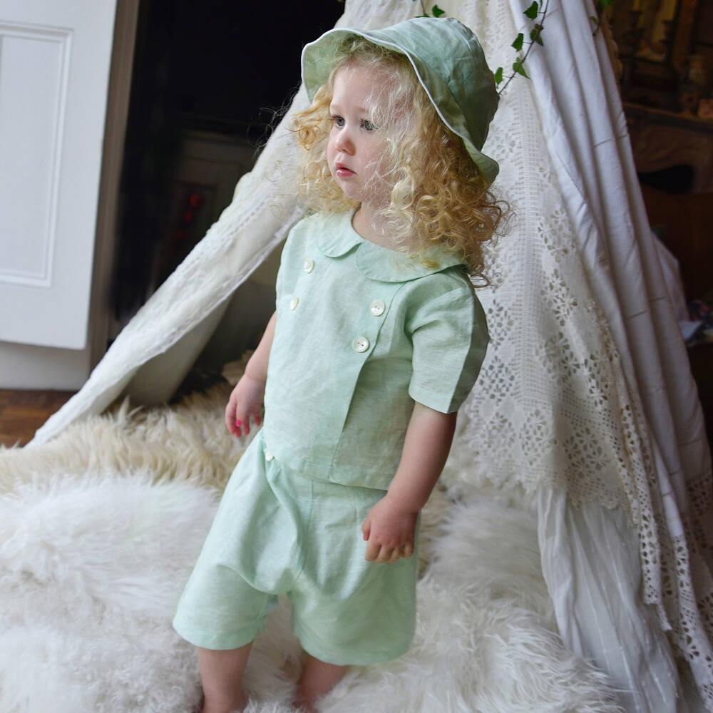 Powell Craft-Зеленый комплект из льна с шортами | Childrensalon
