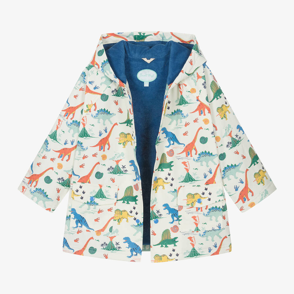 Powell Craft-Ivory Dinosaur Print Raincoat | Childrensalon