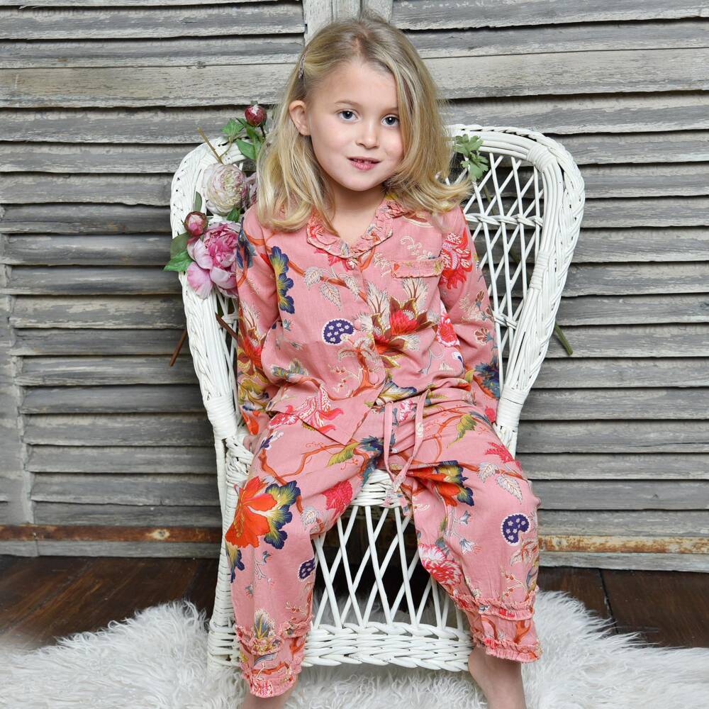 Powell Craft-Pink Exotic Floral Pyjamas | Childrensalon
