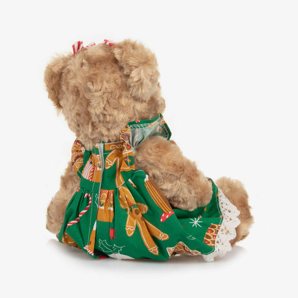 Powell Craft-Teddy Bear Soft Toy with Gingerbread Print Dress (30cm) | Childrensalon