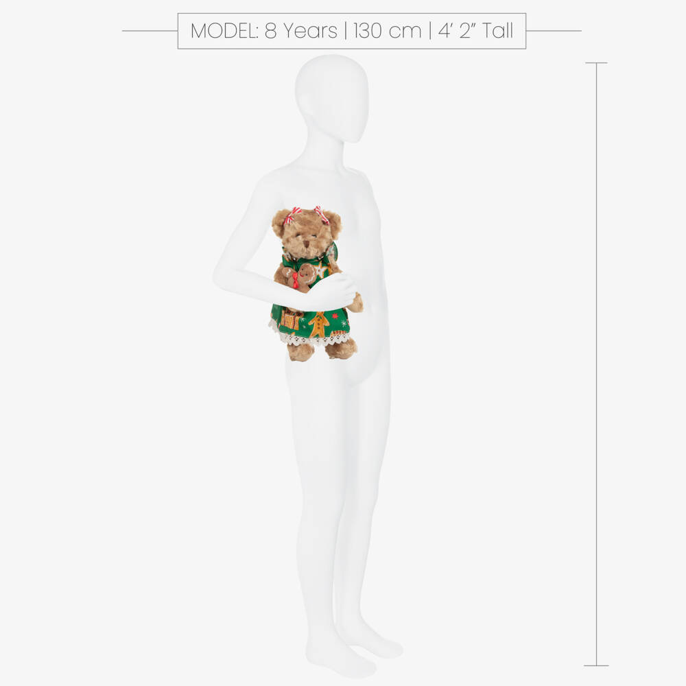 Powell Craft-Teddy Bear Soft Toy with Gingerbread Print Dress (30cm) | Childrensalon