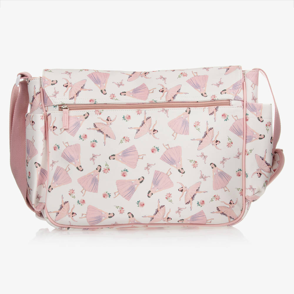 Powell Craft-Бело-розовая пеленальная сумка с балеринами (36см) | Childrensalon