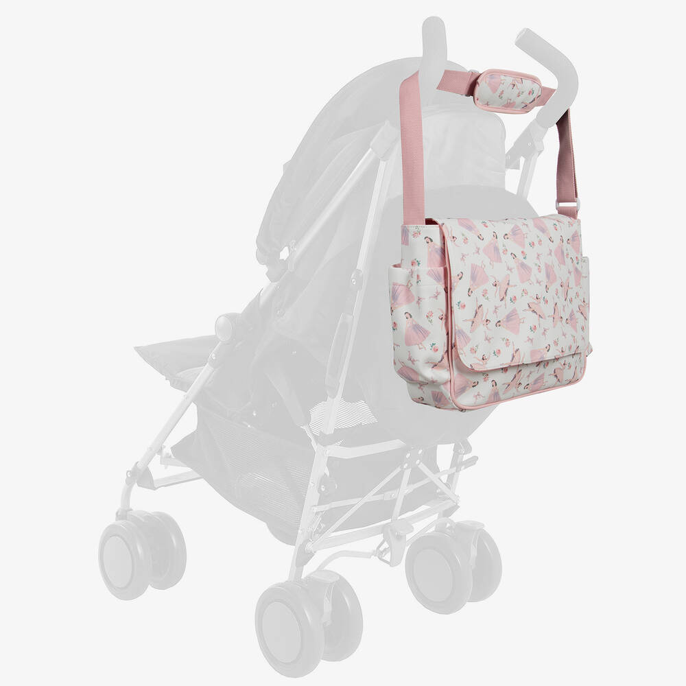 Powell Craft-Бело-розовая пеленальная сумка с балеринами (36см) | Childrensalon