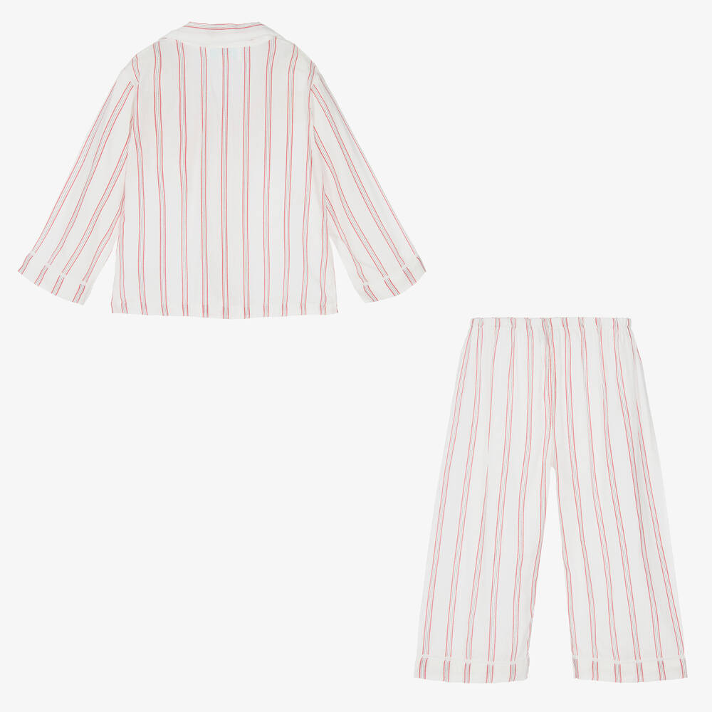 Powell Craft-White & Red Stripe Pyjamas | Childrensalon