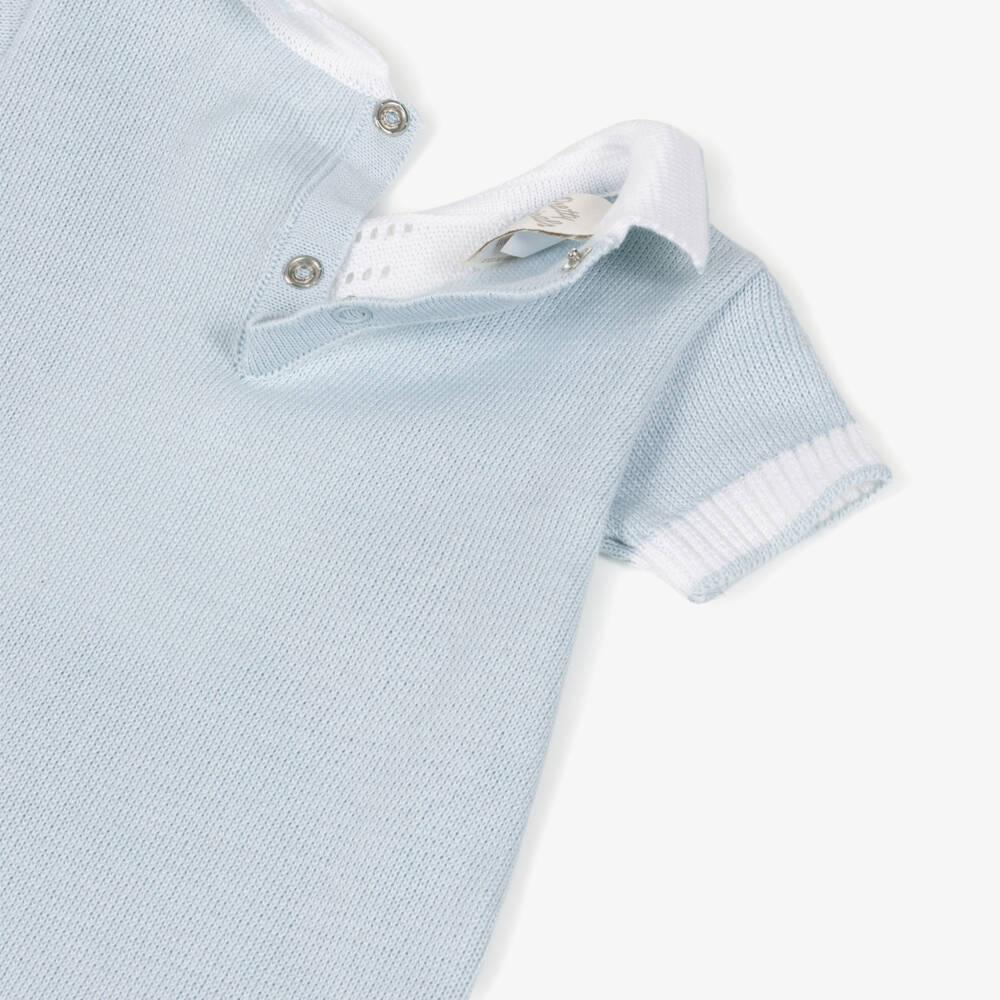 Pretty Originals-Baby Boys Blue Cotton Knit Shortie | Childrensalon