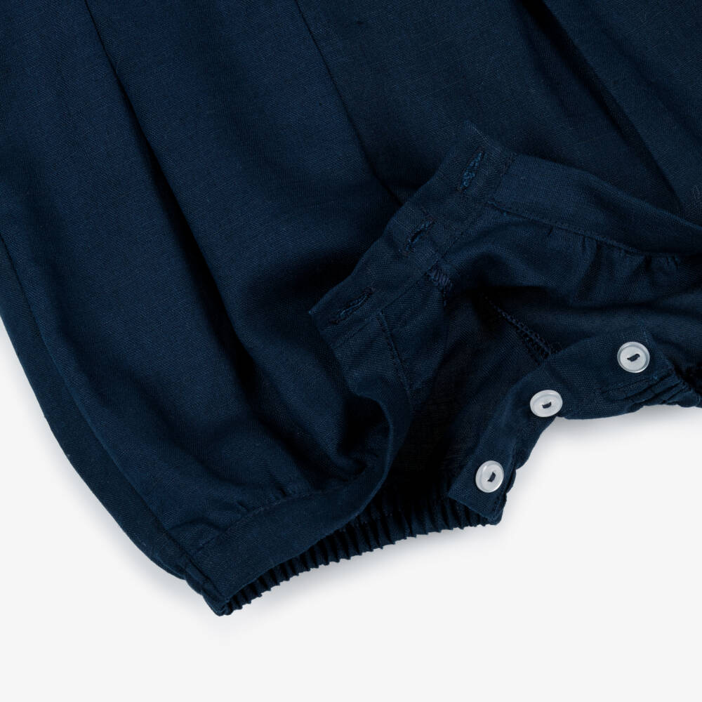 Pretty Originals-بودي سوت قطن وكتان لون أبيض وكحلي للأولاد الرضع | Childrensalon