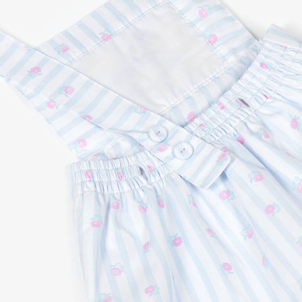 Pretty Originals-طقم تنورة مخططة قطن لون أبيض وأزرق للبنات الرضع | Childrensalon