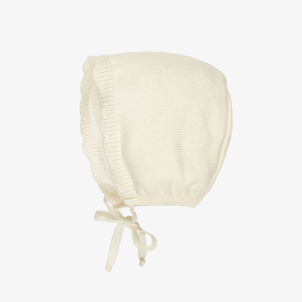 Pretty Originals-Baby Girls Ivory Knitted Bonnet | Childrensalon