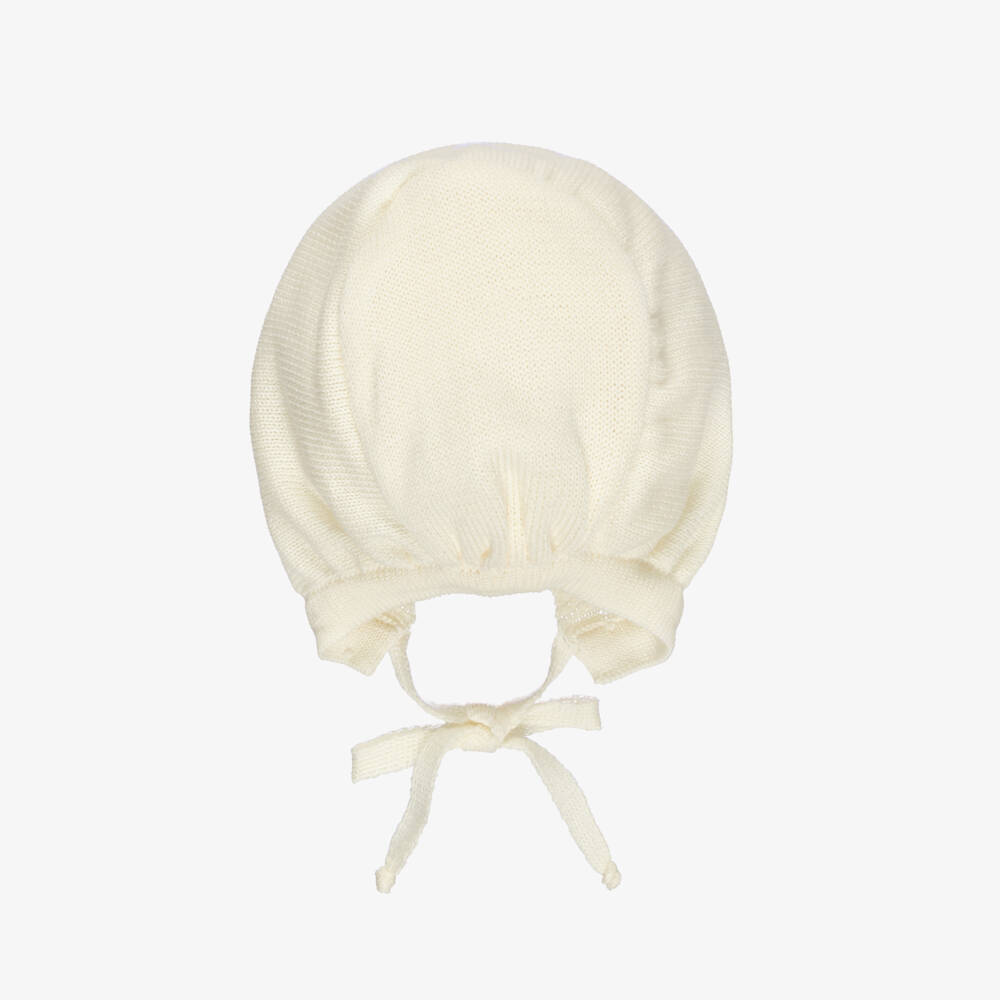 Pretty Originals-Baby Girls Ivory Knitted Bonnet | Childrensalon