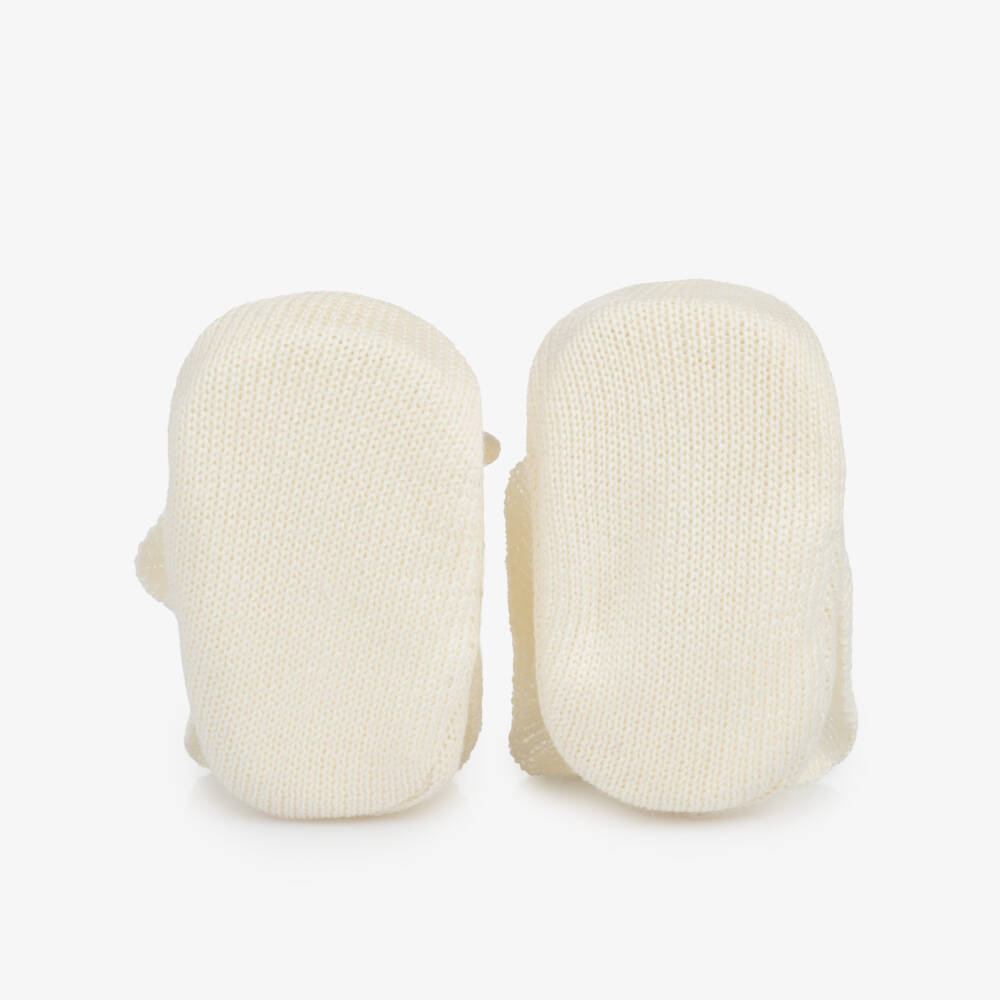 Pretty Originals-Baby Girls Ivory Knitted Booties | Childrensalon