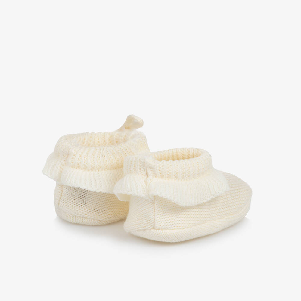 Pretty Originals-Baby Girls Ivory Knitted Booties | Childrensalon