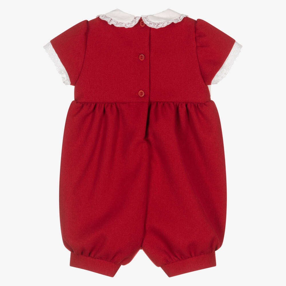 Pretty Originals-Baby Girls Red Embroidered Bird Shortie | Childrensalon