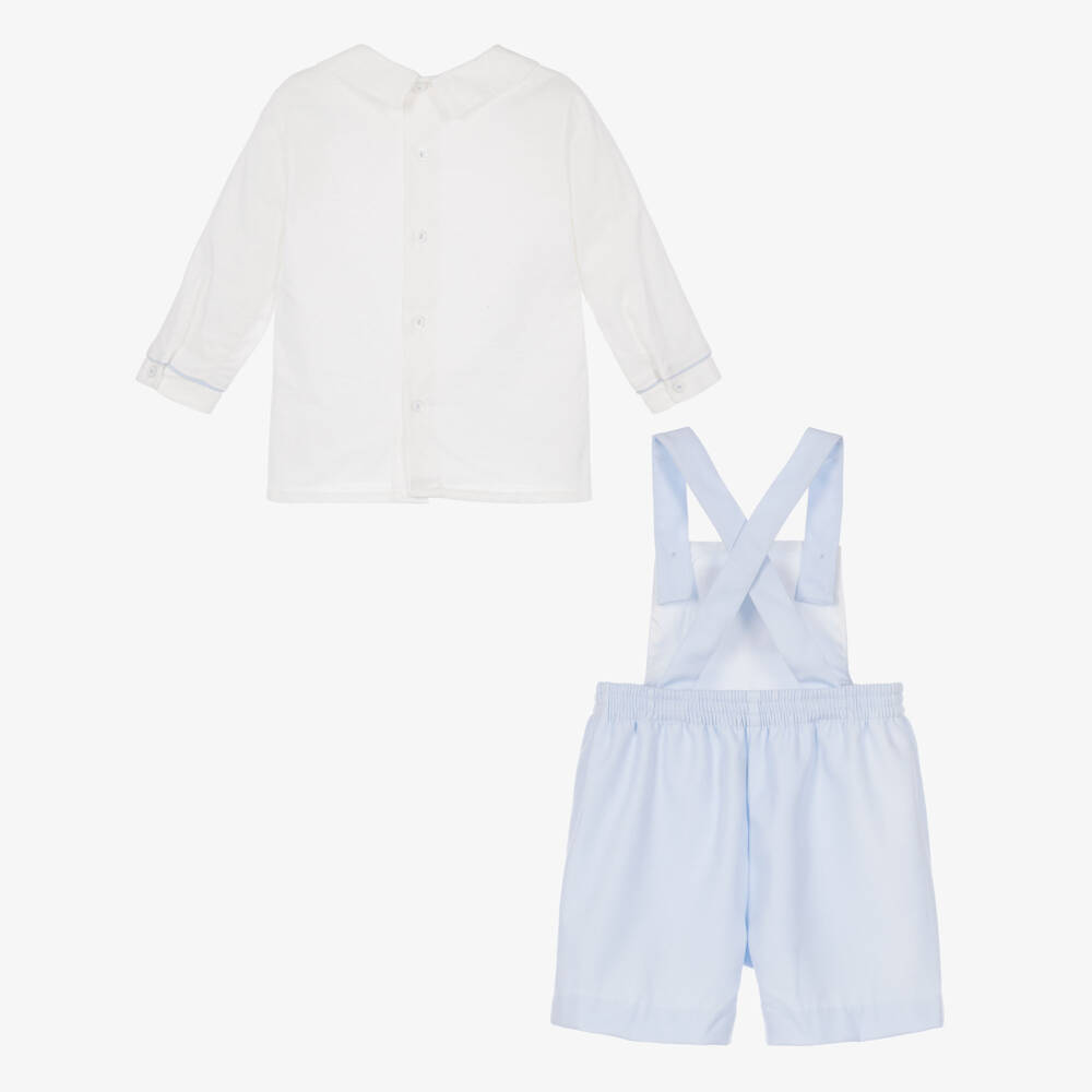 Pretty Originals-Boys Blue Rocking Horse Dungaree Shorts Set | Childrensalon