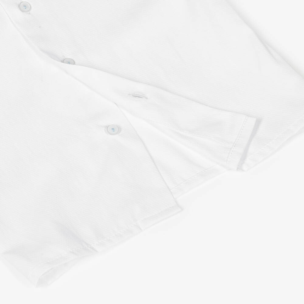 Pretty Originals-Boys Blue & White Striped Cotton Hand-Smocked Dungaree Set | Childrensalon