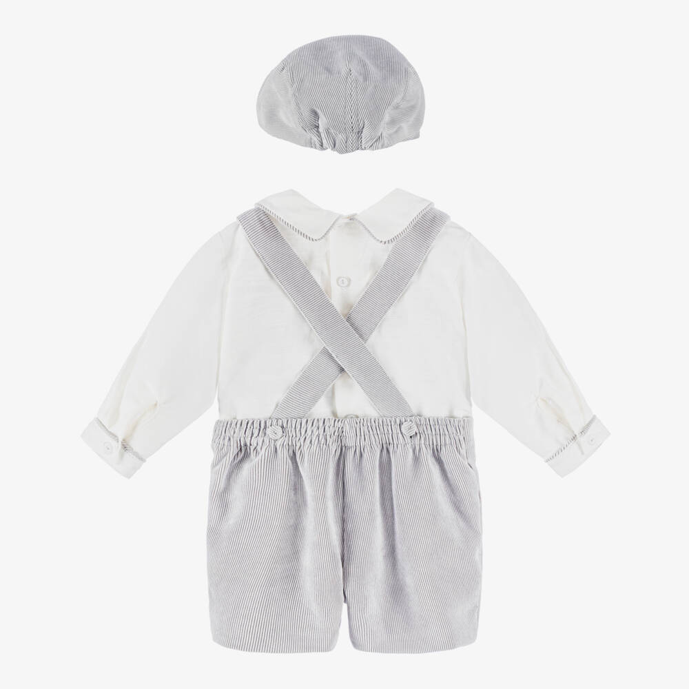 Pretty Originals-Boys White & Grey Needlecord Shorts Set | Childrensalon