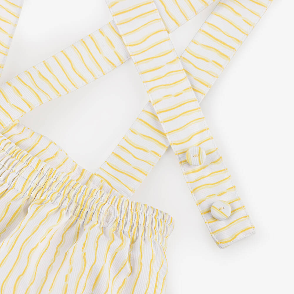 Pretty Originals-Boys White & Yellow Striped Shorts Set | Childrensalon