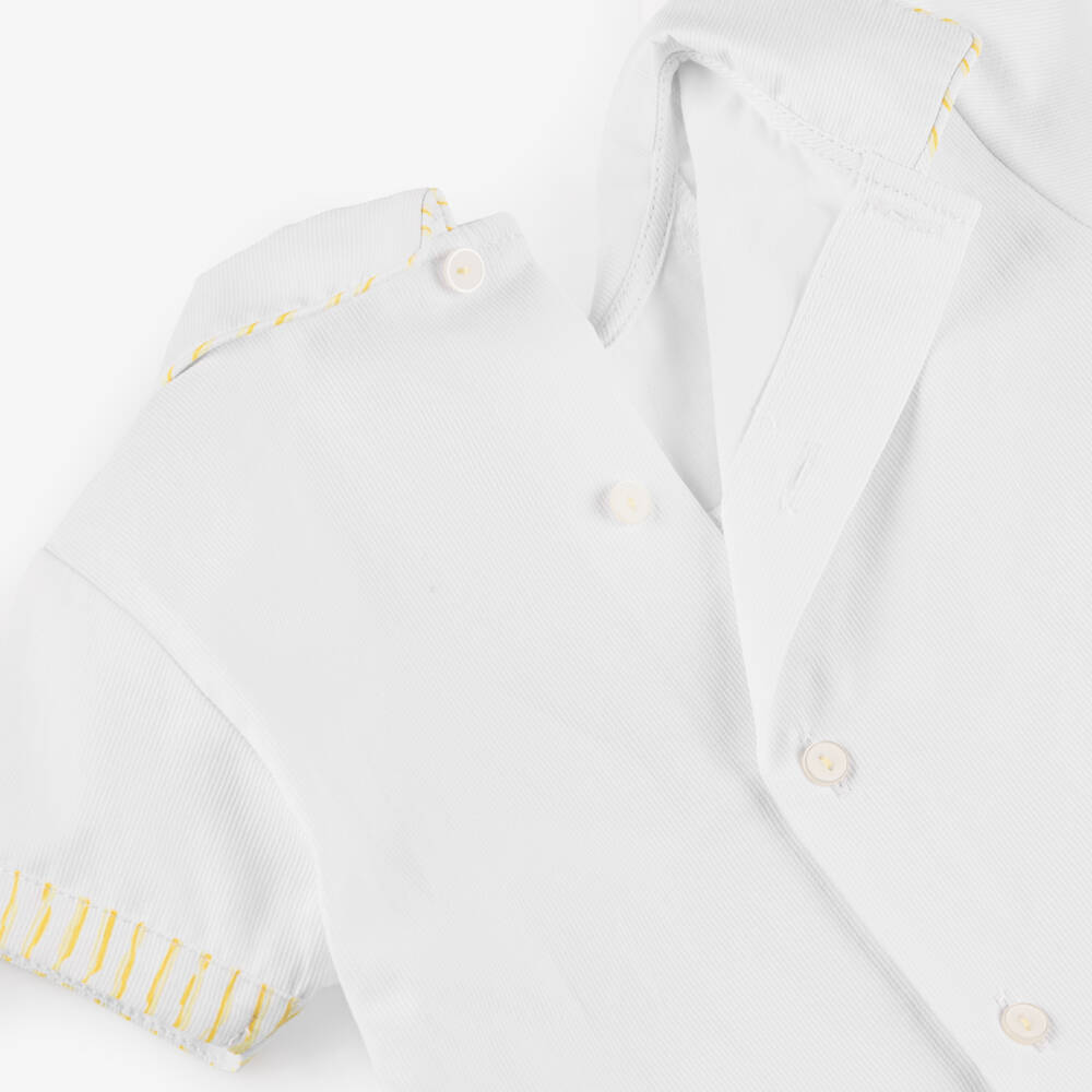 Pretty Originals-Boys White & Yellow Striped Shorts Set | Childrensalon