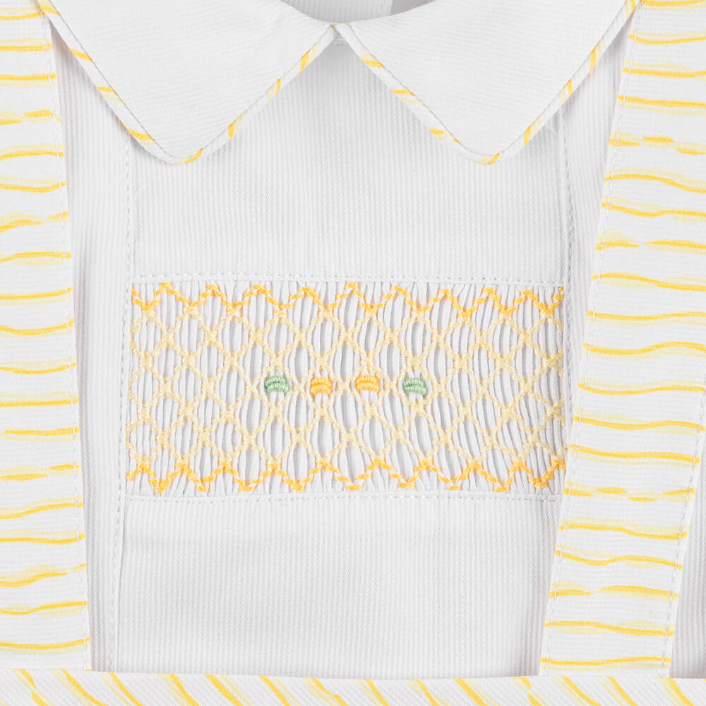 Pretty Originals-Boys White & Yellow Striped Shorts Set | Childrensalon
