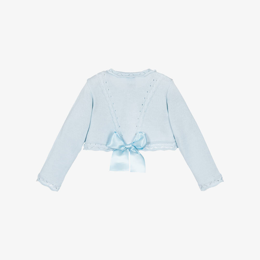 Pretty Originals-Girls Blue Bolero Cardigan With Bow | Childrensalon