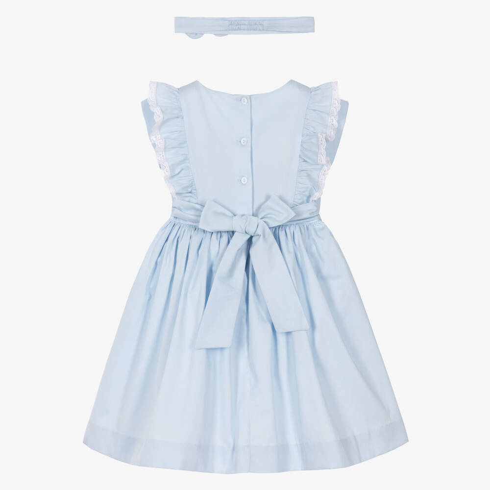 Pretty Originals-Girls Blue Cotton Smocked Dress Set | Childrensalon