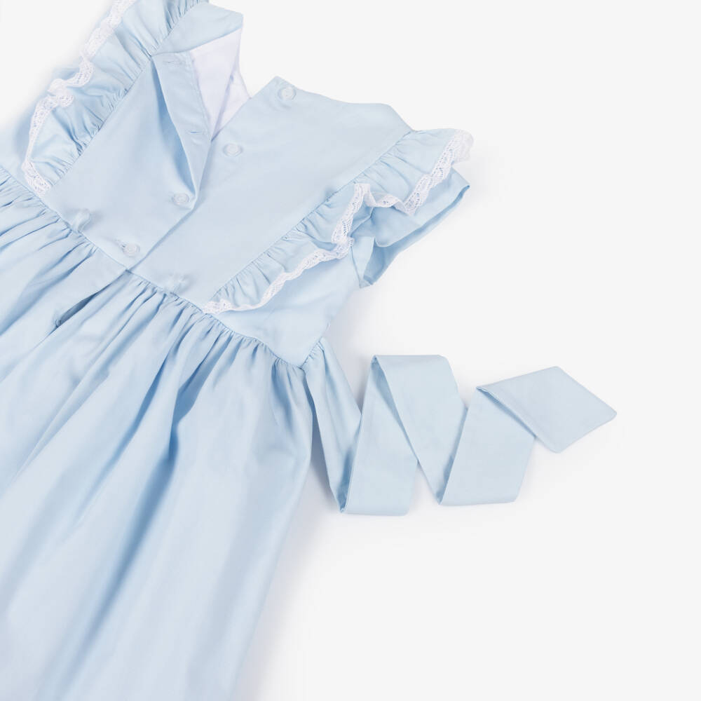 Pretty Originals-Girls Blue Cotton Smocked Dress Set | Childrensalon