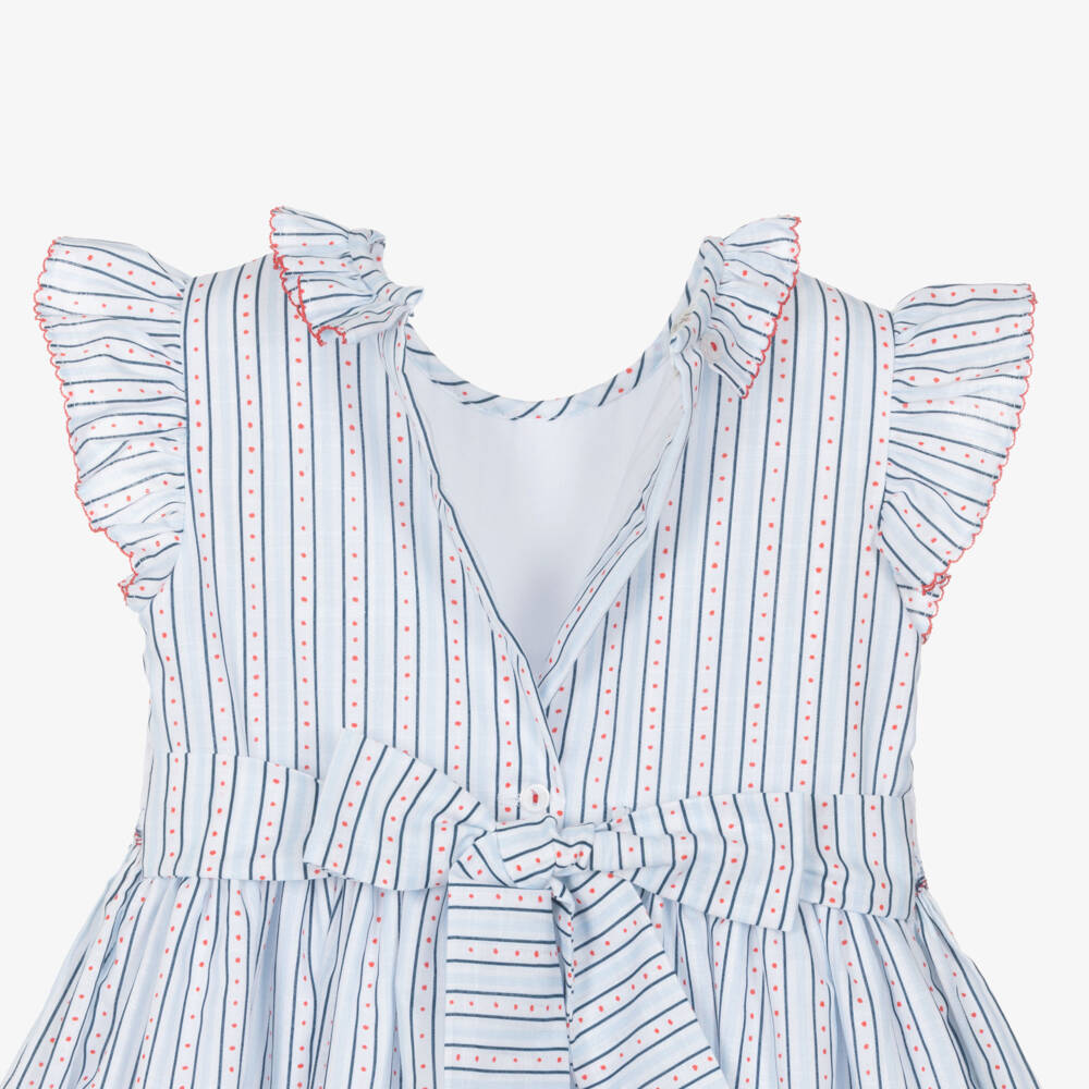 Pretty Originals-Платье хлопковое в сине-белую полоску для девочек | Childrensalon