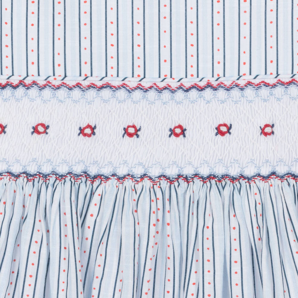 Pretty Originals-Платье хлопковое в сине-белую полоску для девочек | Childrensalon