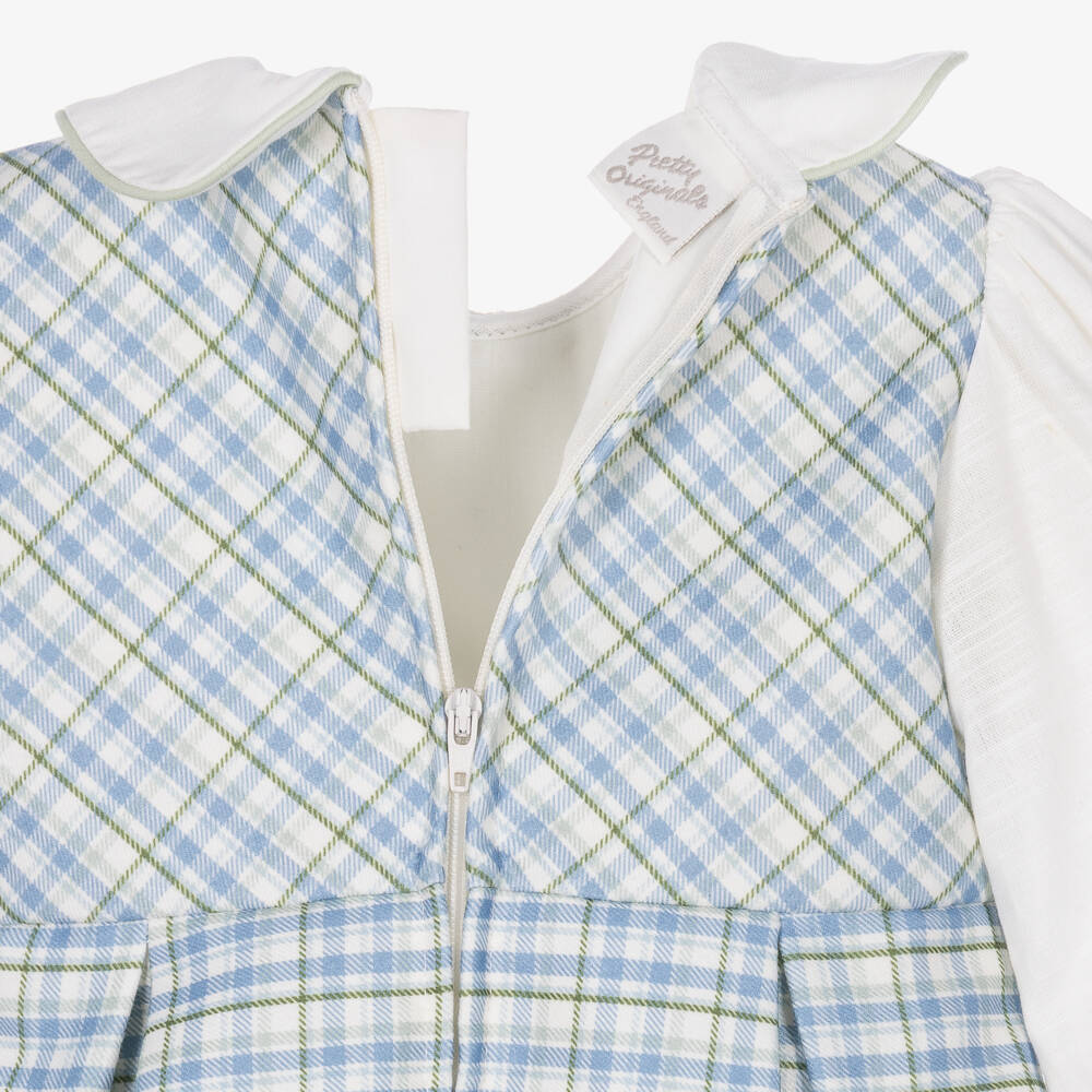 Pretty Originals-Girls Green Check Dress with Hand-Smocked Cuffs | Childrensalon