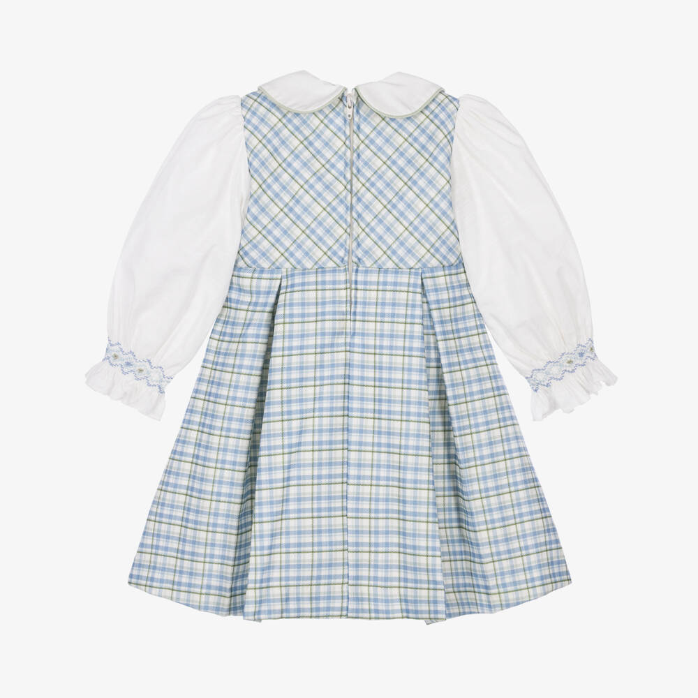 Pretty Originals-Girls Green Check Dress with Hand-Smocked Cuffs | Childrensalon
