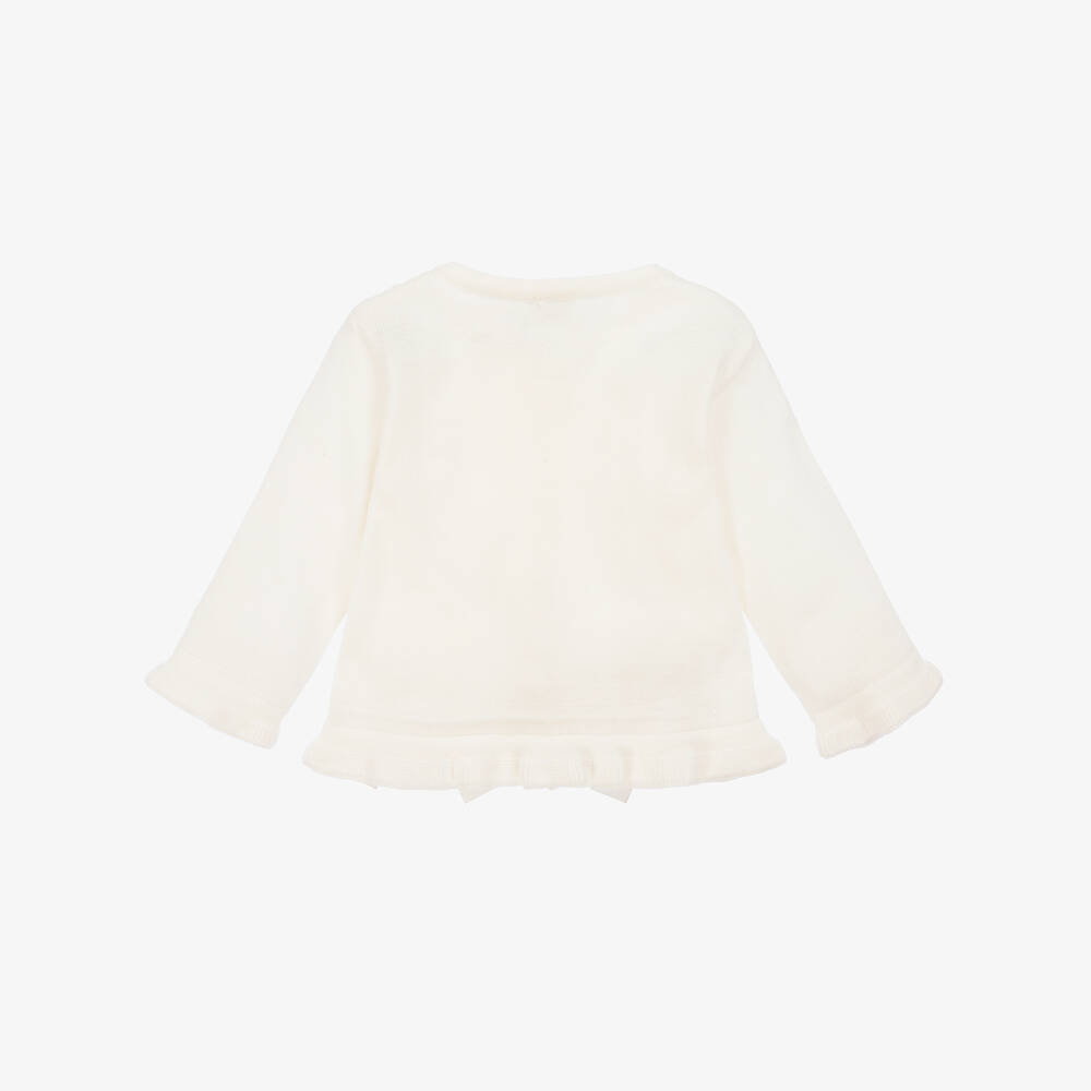 Pretty Originals-Girls Ivory Cotton Knit Cardigan | Childrensalon