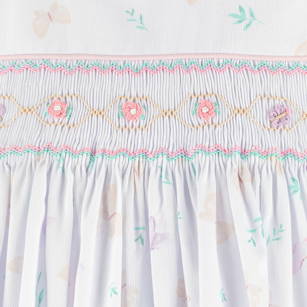 Pretty Originals-Girls Lilac Hand-Smocked Butterfly Dress & Headband Set | Childrensalon