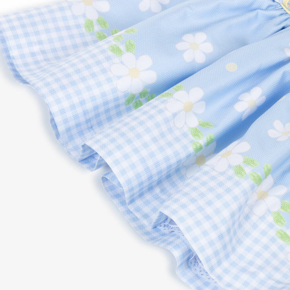 Pretty Originals-Girls Pale Blue Daisy Print Dress Set | Childrensalon