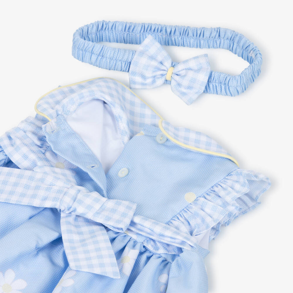 Pretty Originals-Girls Pale Blue Daisy Print Dress Set | Childrensalon